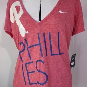 2/$10 SALE - Nike Women's Red Phillies Short Sleeve V-Neck Tee